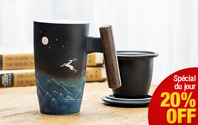 Mug à thé en céramique noire renneen - haute